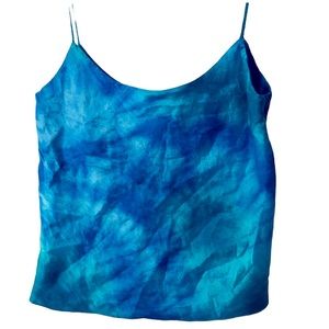 🌞 Ralph Ralph Lauren Black Label Silk cobalt Blue Tie dyed cami women size S